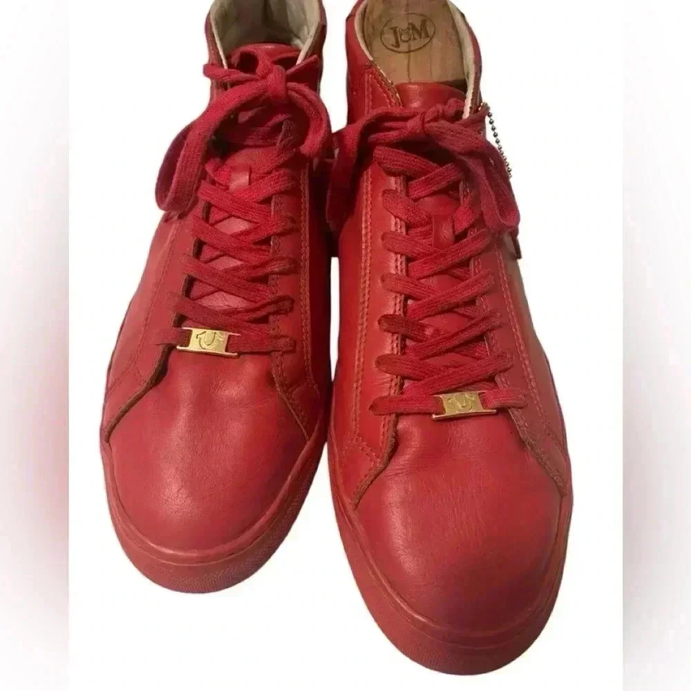 True Religion High Top Leather Sneakers True Red Mens US 9